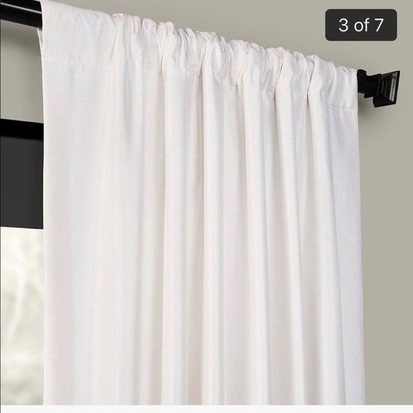 Two (2) Cream Faux Silk Taffeta Curtain Panels - Picture 3 of 6